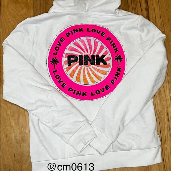 VS PINK TROPICAL BLING PALM TREE FULL ZIP SWEATSHIRT LIMITED EDITION - Picture 3 of 3